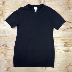 HM Women's Black Short‎ Sleeve Sweater Dress Size L Round Neck